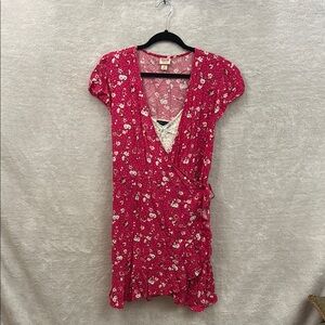 Mossimo Pink & White Floral Ruffled Wrap Midi Dress & Ralph Lauren Camisole - L